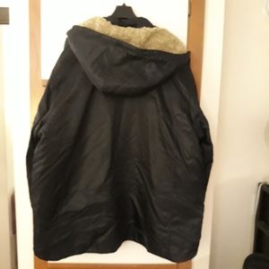 Venezia Rain Coat with Faux Fur on Hoodie Navy Blue